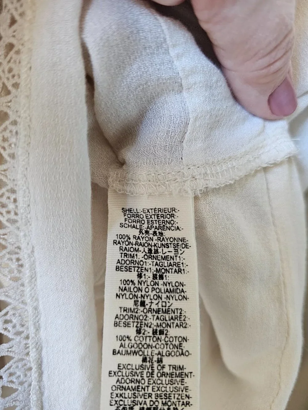 Free People Ivory Lace High Neck Boho Blouse XS Sheer Embroidered Top